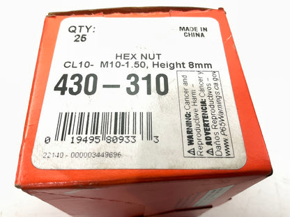 (25) Dorman 430-310 CL10 M10-1.50, 8MM Height Hex Nut