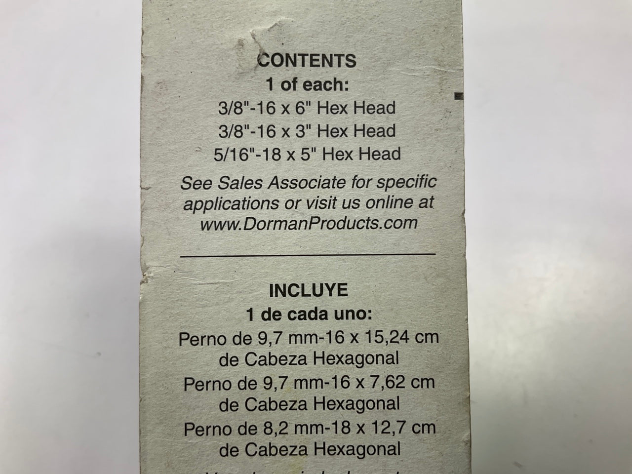 Dorman 45631 Alternator Bolts 5/16 -18 X 5'' 3/8-16 X 3-1/8'' 3/8-16''x6'' Pack Of 3