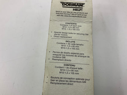 Dorman 45633 Alternator Bolt Set M10-1.5 X 80mm And M10-1.5 X 105mm - Pack Of 2