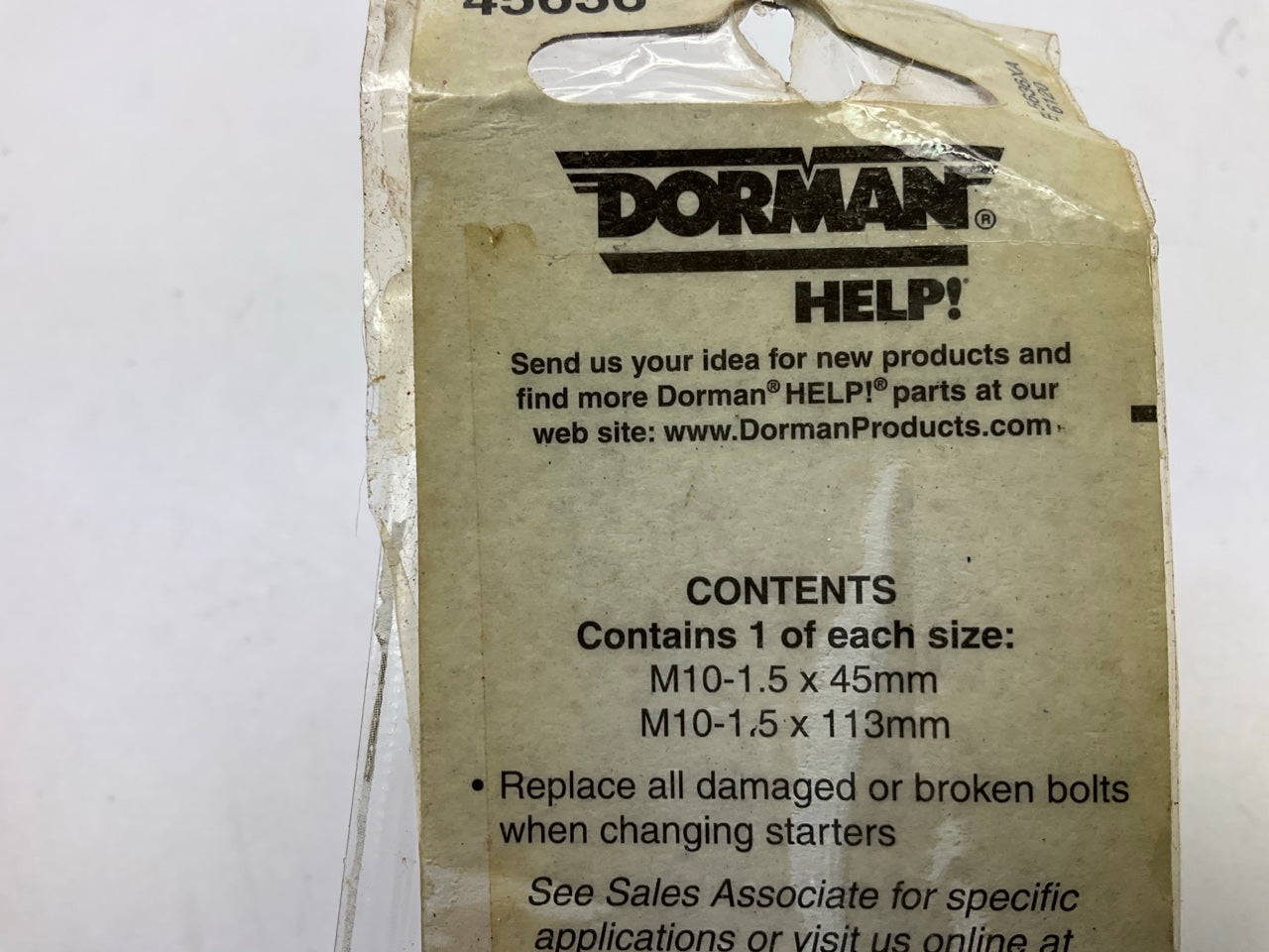 Dorman 45636 Metric Starter Bolts For GM - 10mm  M10-1.5 X113mm & M10-1.5 X 45mm