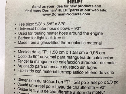 Dorman 47147 Heater Hose Connector - 5/8 In. X 3/8 In. X 5/8 In