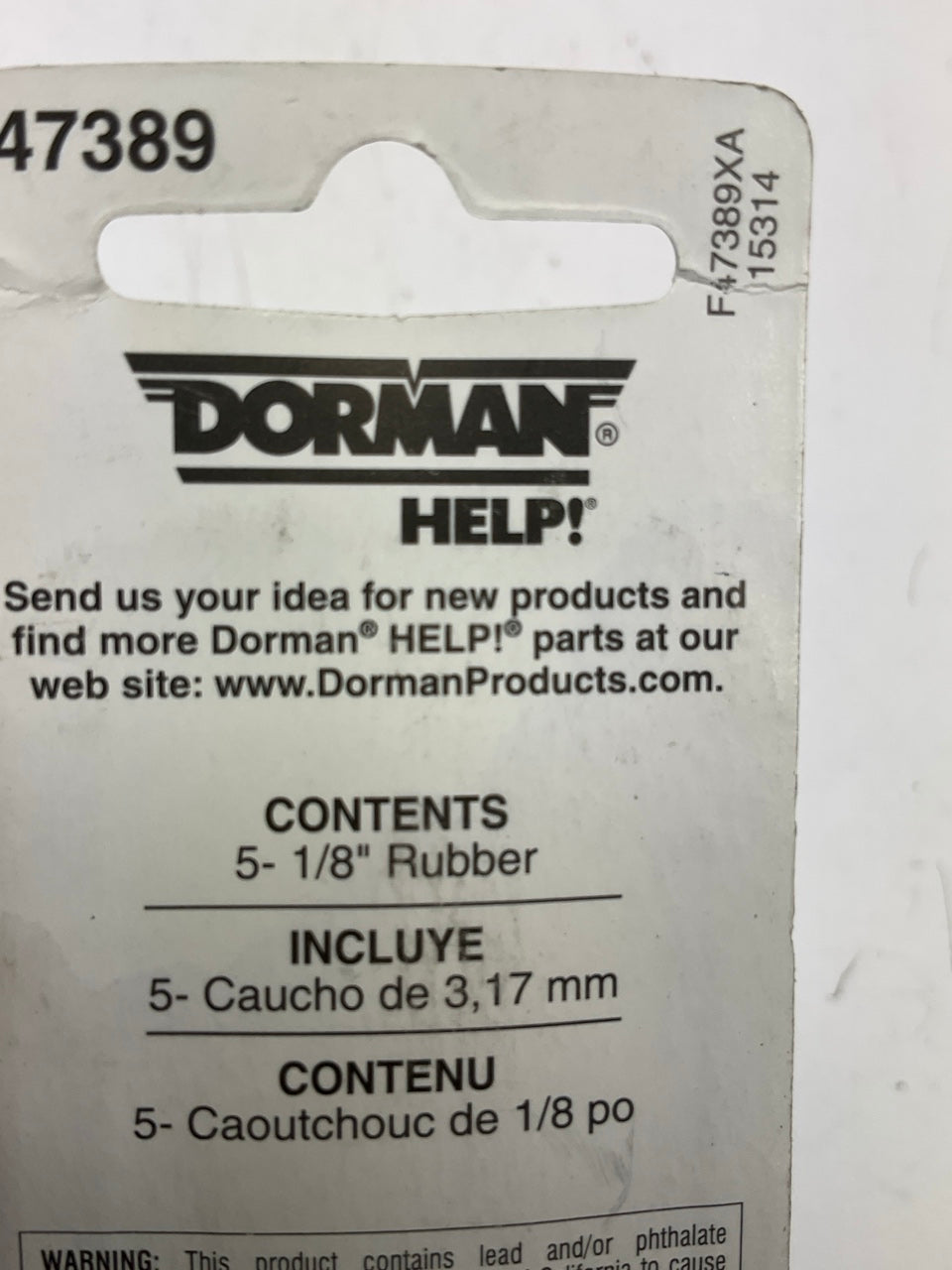 (5) Dorman 47389 Rubber Vacuum Caps 1/8''