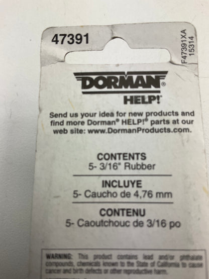 Dorman 47391 3/16'' Rubber Vacuum Caps, 5 / PACK