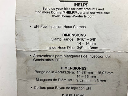 Dorman 55172 Fuel Injector Hose Clamps -  9/16'' To 5/8'' - Pack Of 12