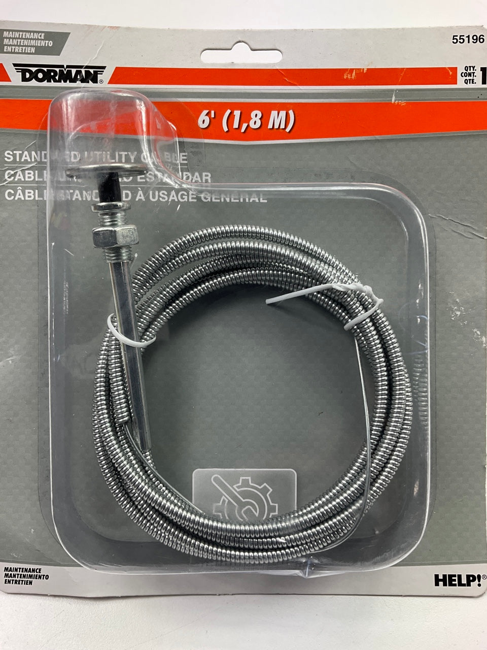 Dorman 55196 Universal Control Cable With 1 In. Chrome Knob - 6 Ft. Length