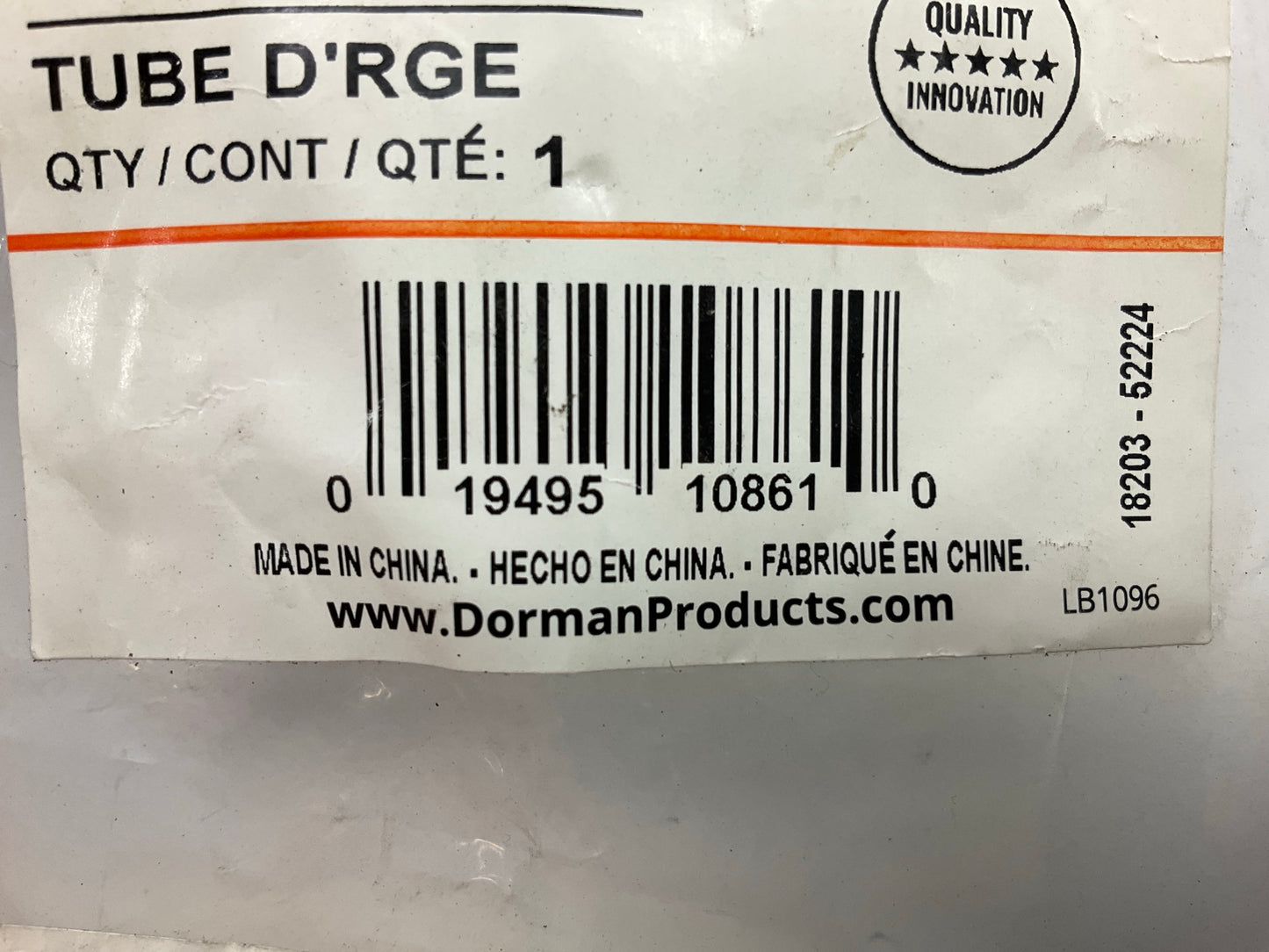 Dorman 598-101 Exhaust Gas Recirculation (EGR) Line Tube