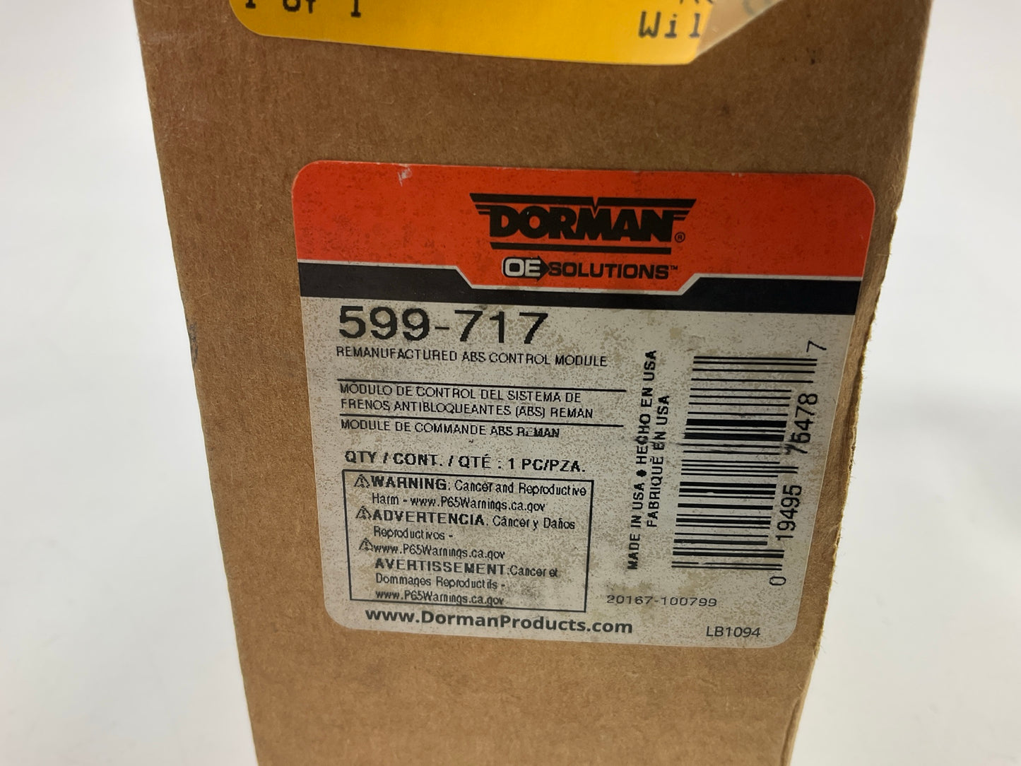 REMAN Dorman 599-717 ABS Control Module