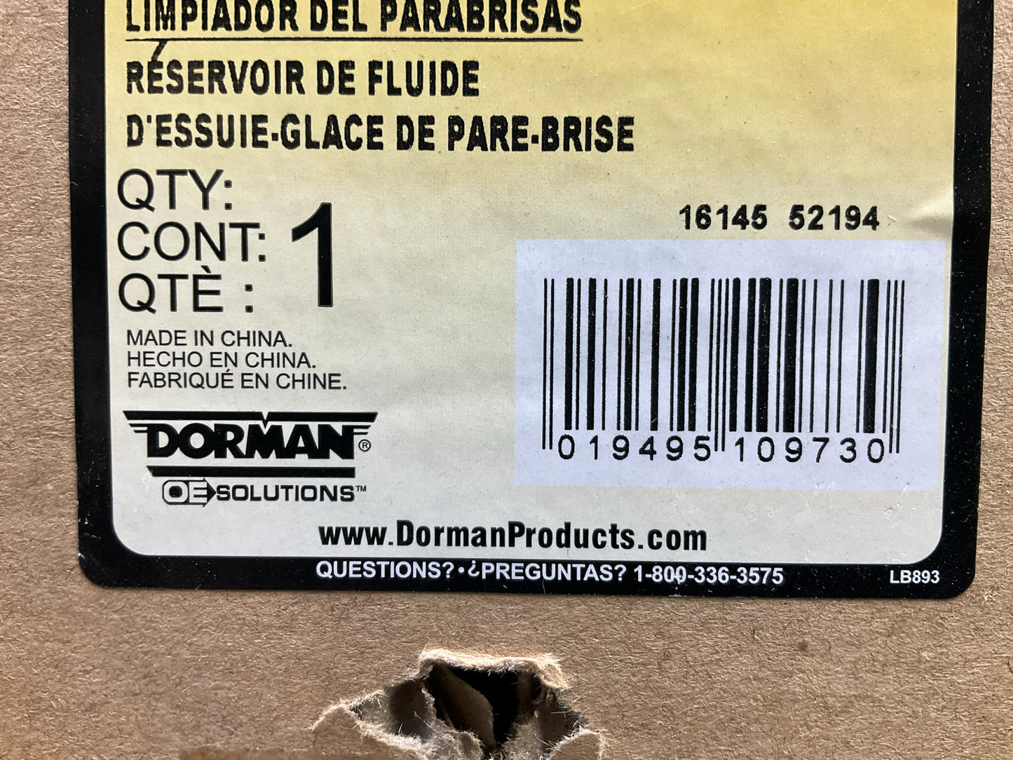 Dorman 603-413 Front Windshield Washer Fluid Reservoir 98-02 Prizm, Corolla