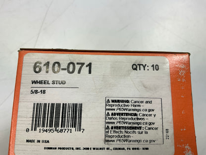 (10) Dorman 610-071 Rear Wheel Lug Studs - DUALLY (DRW) ONLY