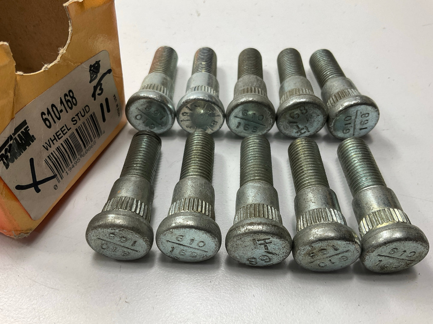 (10) Dorman 610-168 - 7/16-20 Serrated Wheel Lug Stud .570'' Knurl, 1-5/8'' Lenght