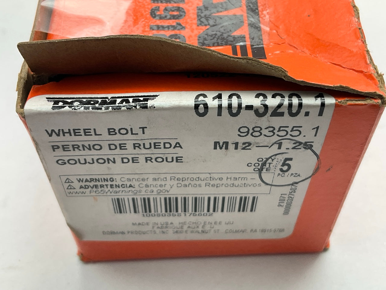 (5) Dorman 610-320 Wheel Lug Studs