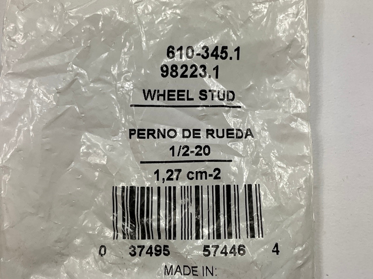Dorman 610-345 1/2-20 Serrated Wheel Lug Stud - .570 In. Knurl, 1-7/8 In. Length