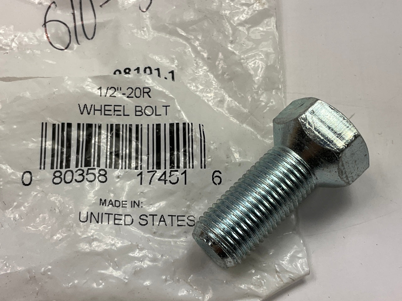Dorman 610-350 Wheel Lug Bolt, 1/2-20, 3/4 In. Hex, 1 In. Length