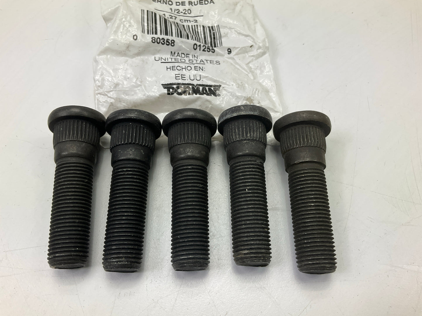 (5) Dorman 610-449 1/2-20 Serrated Wheel Lug Stud - .627'' Knurl, 1-15/16'' Length