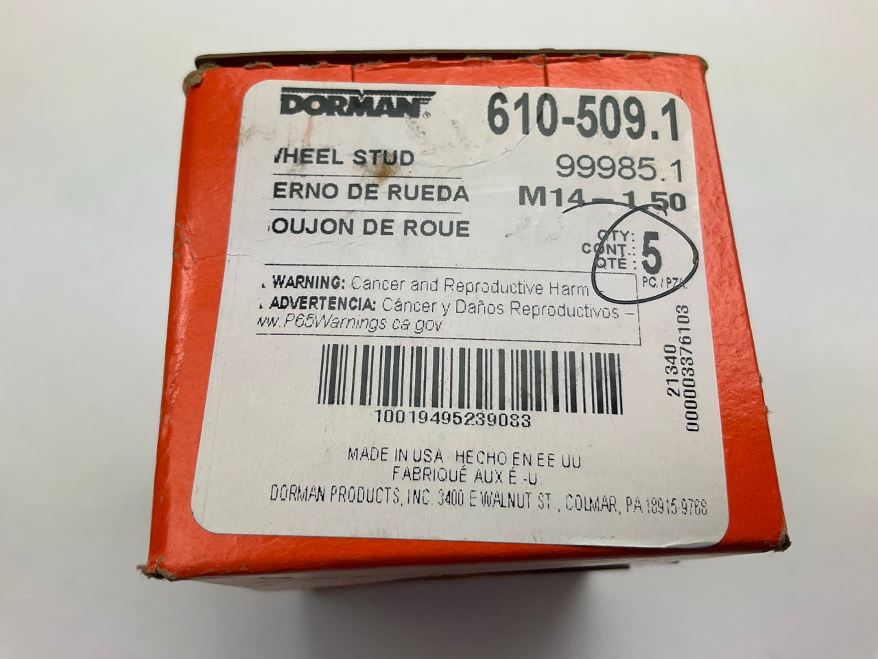 (5) Dorman 610-509 Wheel Lug Studs