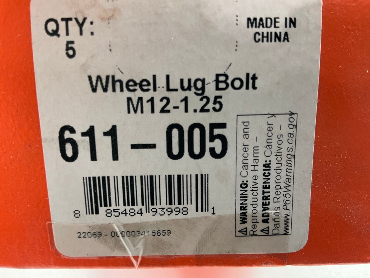 (5) Dorman 611-005 Wheel Lug Bolts