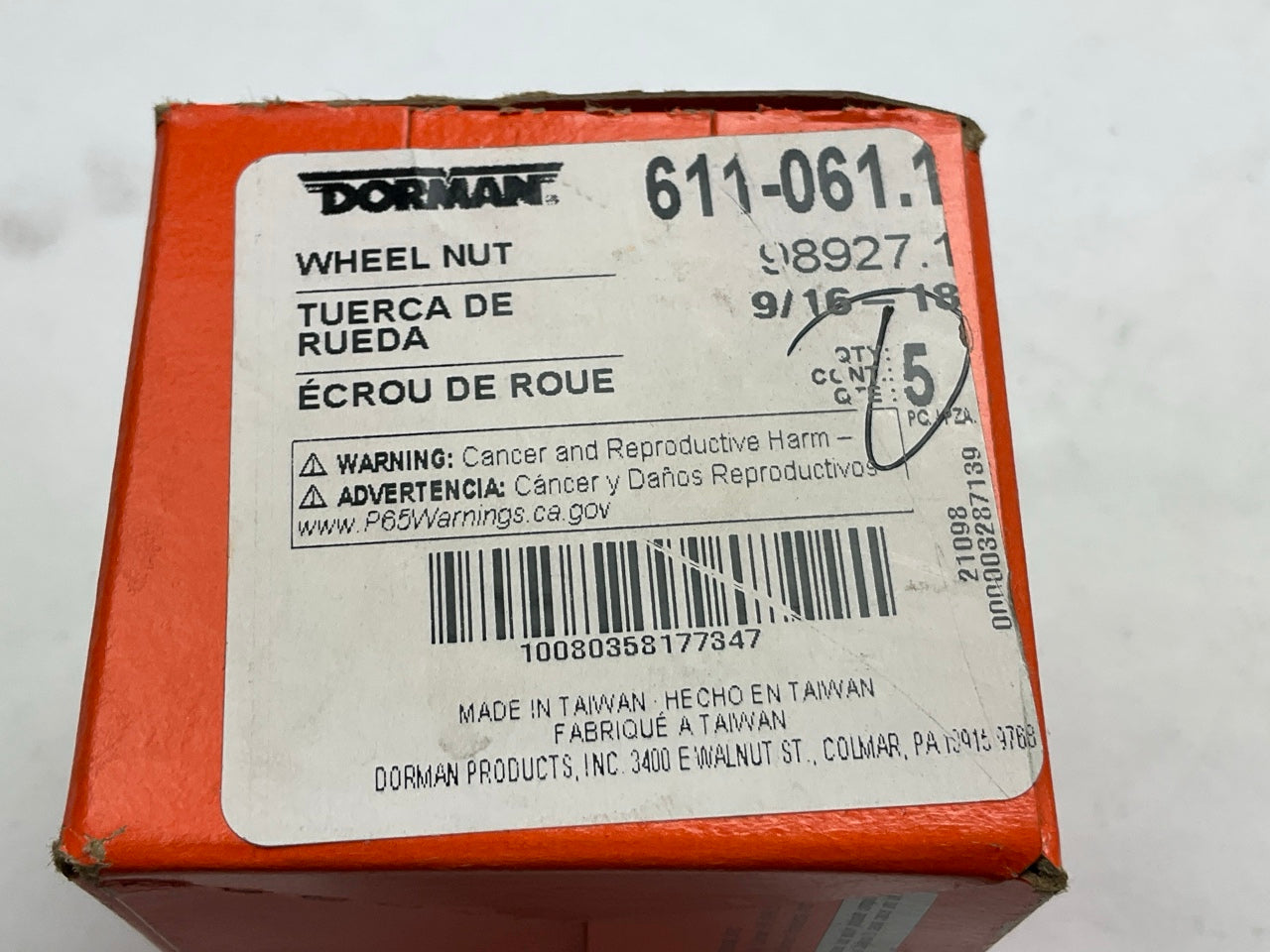 (5) Dorman 611-061 Wheel Lug Nuts