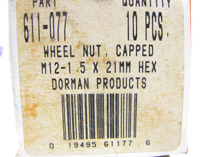 Dorman 611-077 Wheel Lug Nuts M12-1.50 Acorn - 21mm Hex, 27mm Length - 10 Pack