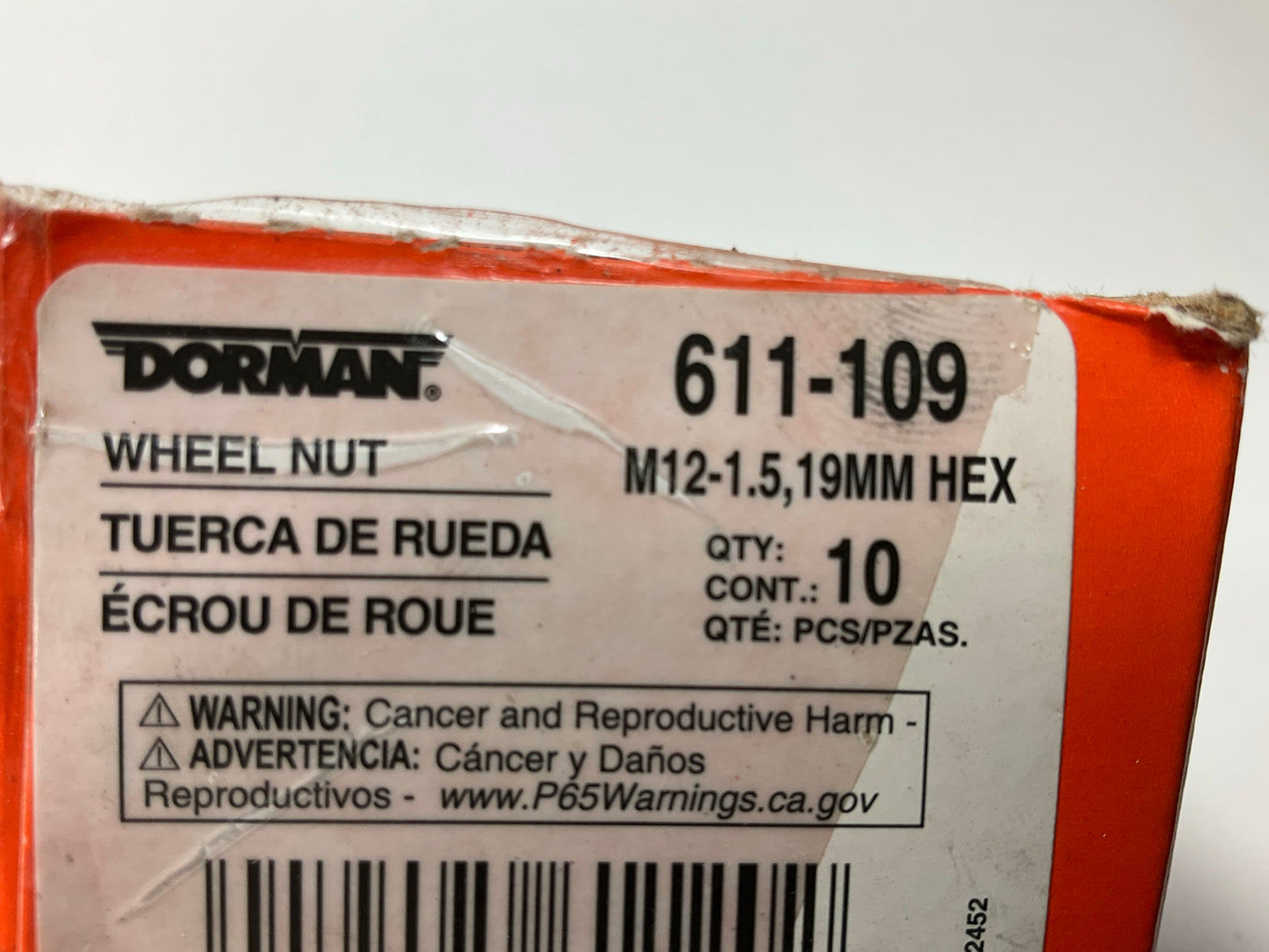 (2) Dorman 611-109 Wheel Lug Nuts M12-1.50 External Thread - 19mm Hex 27.5mm