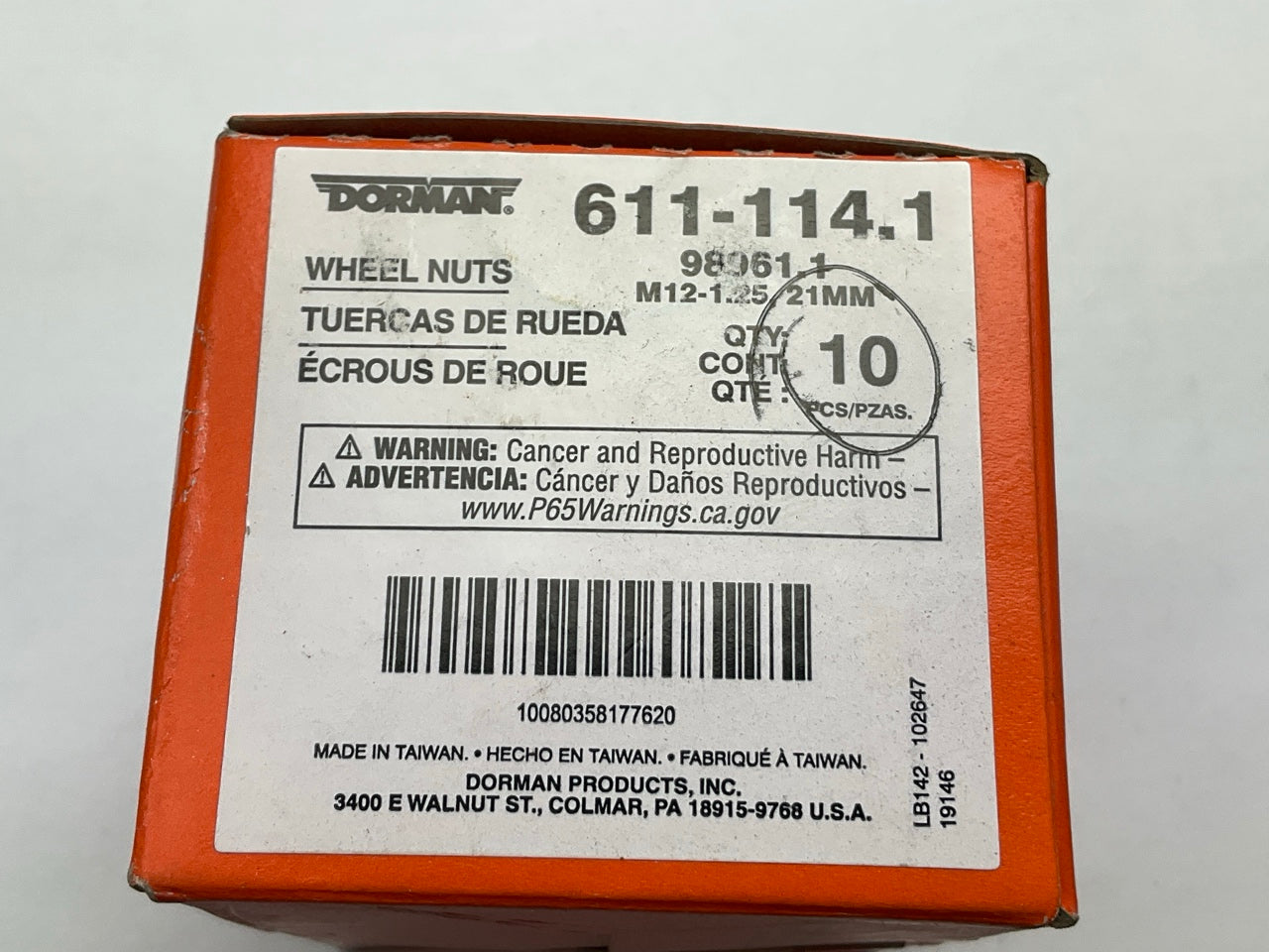 (10) Dorman 611-114 Wheel Lug Nuts