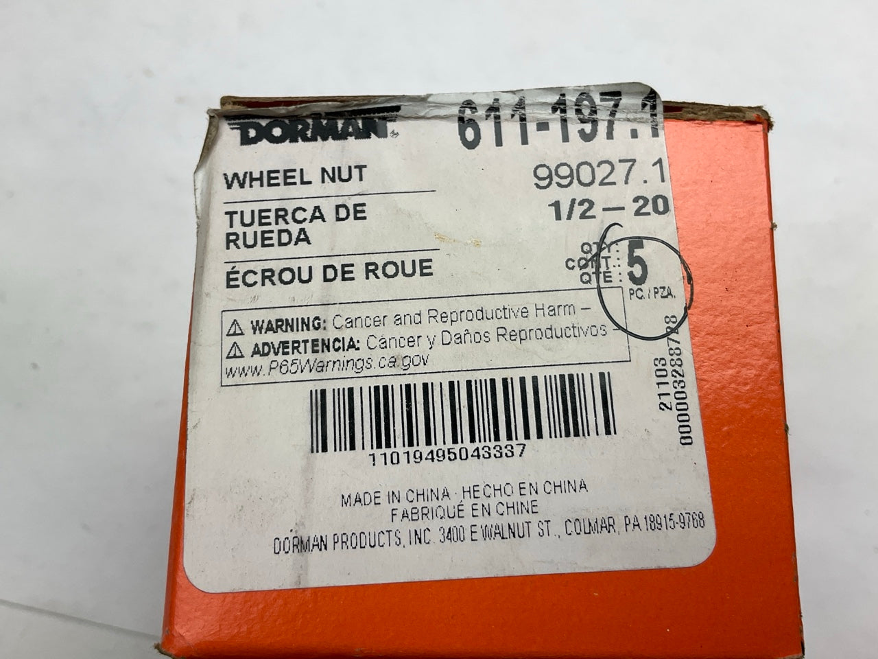 (5) Dorman 611-197 Wheel Lug Nuts