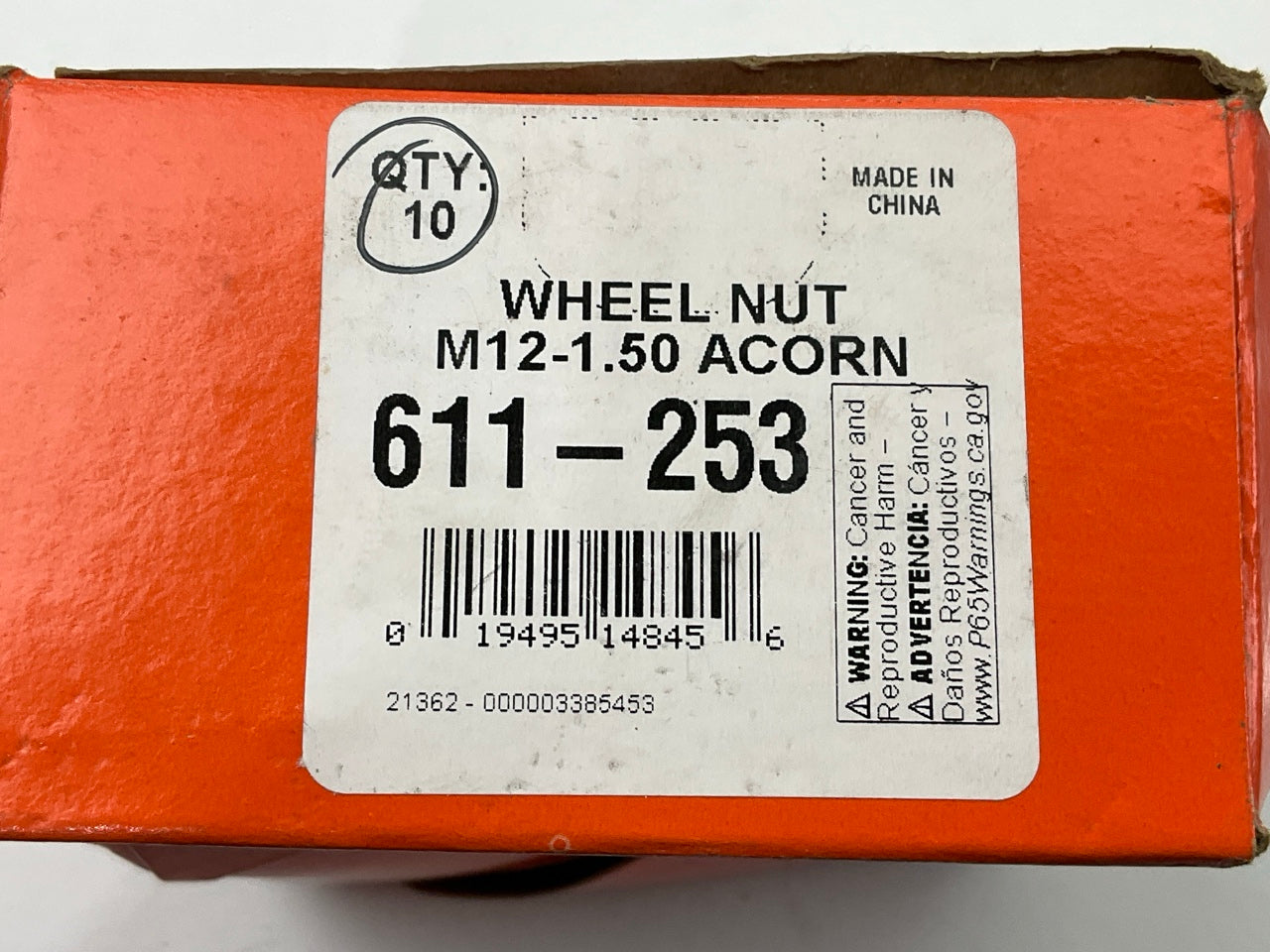 (10) Dorman 611-253 Wheel Lug Nuts