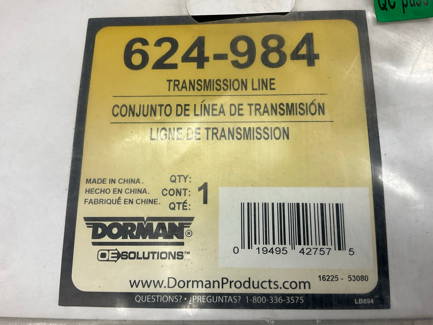 Dorman 624-984 Lower Automatic Transmission Oil Cooler Hose