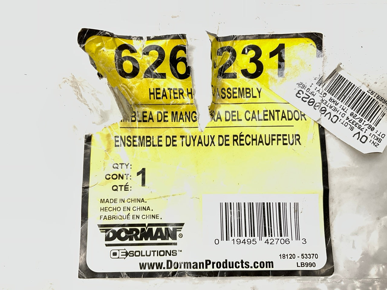 Dorman 626-231 Underbody Heater Water Hose Coolant Tube