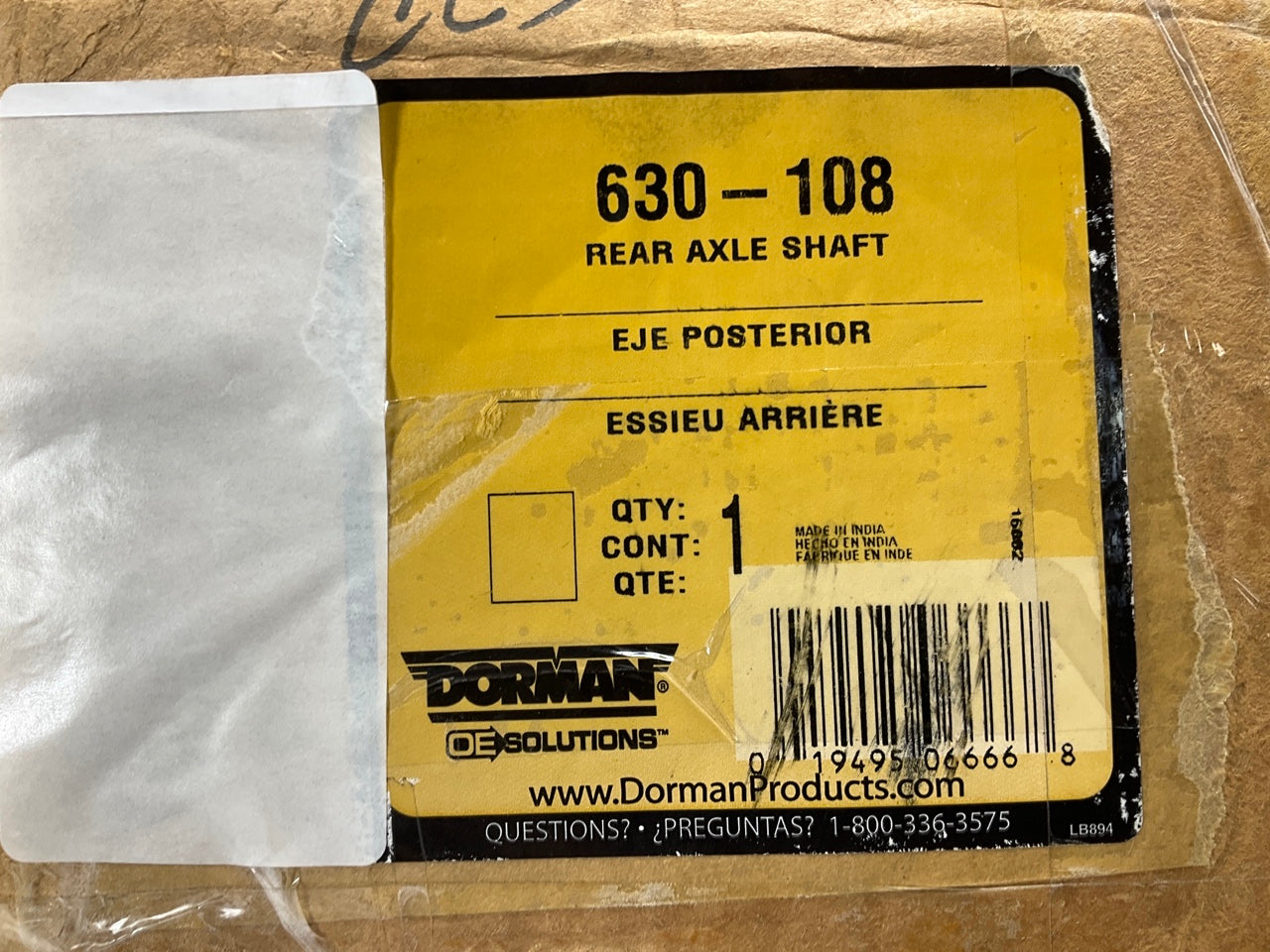 MISSING HARDWARE - Dorman 630-108 Rear Axle Shaft 96-02 Express, Savana 1500 Van