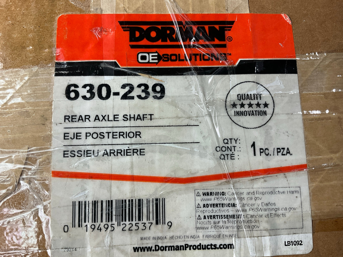 MISSING BEARING, SEAL, HARDWARE Dorman 630-239-INC Rear Left Drive Axle Shaft