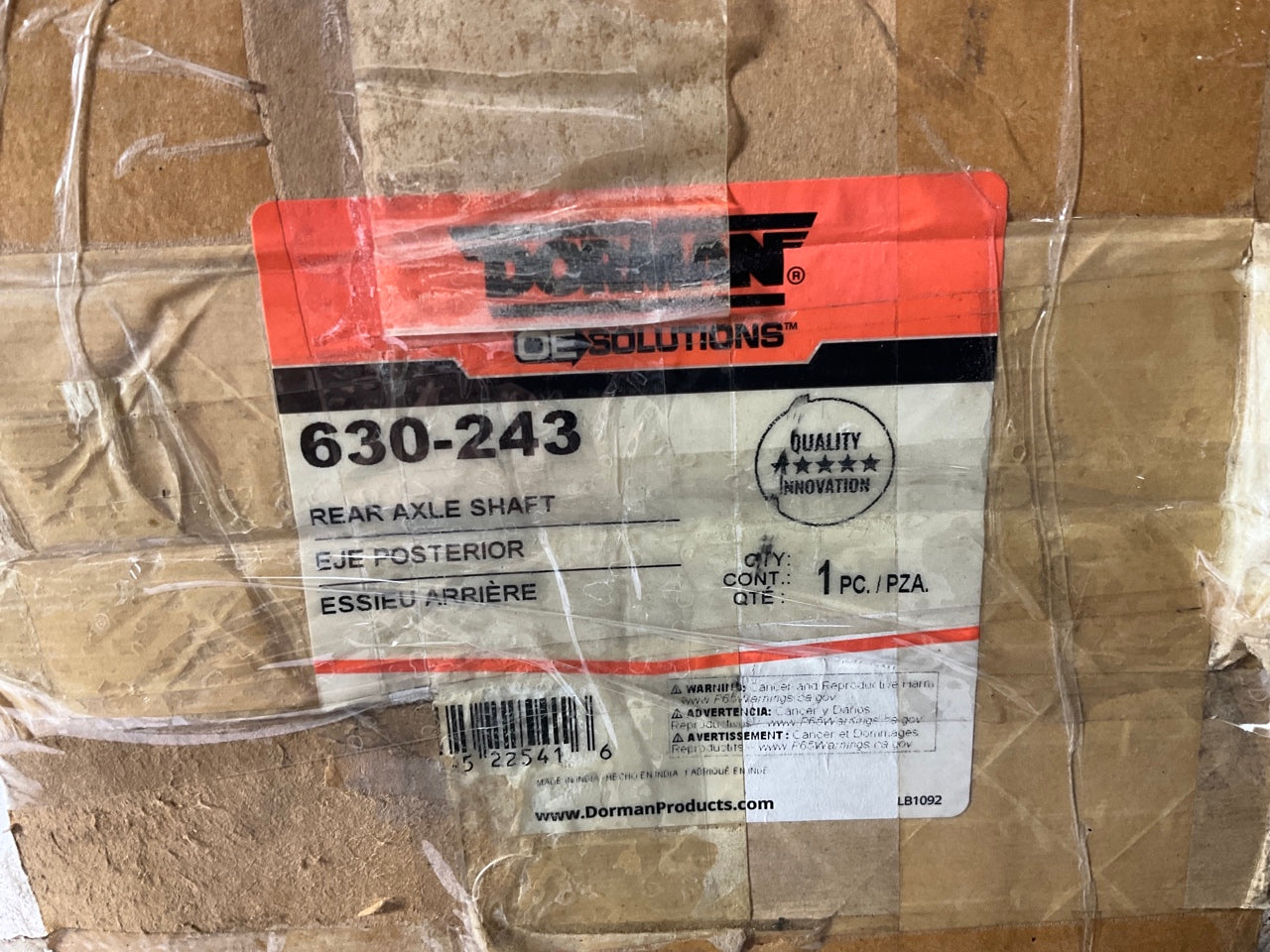 Dorman 630-243 Rear Right Drive Axle Shaft - 5,520 Lb Axle; 9.75'' Ring Gear, RWD