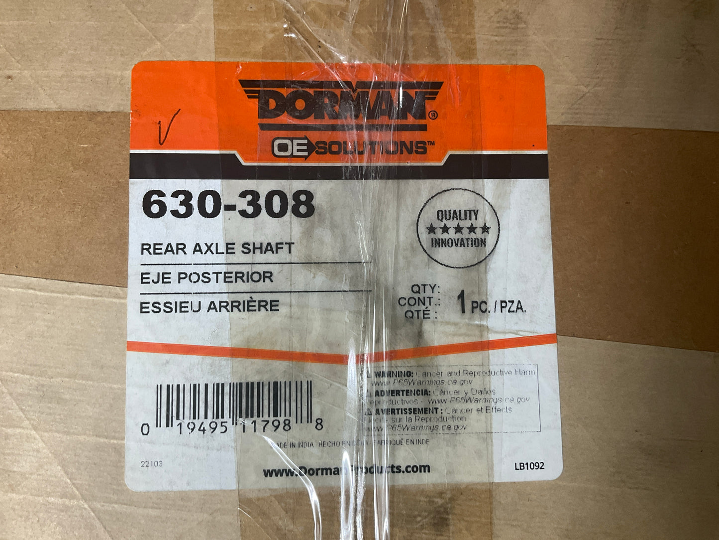 MISSING NUTS & BOLTS Dorman 630-308 Rear Right Drive Axle Shaft