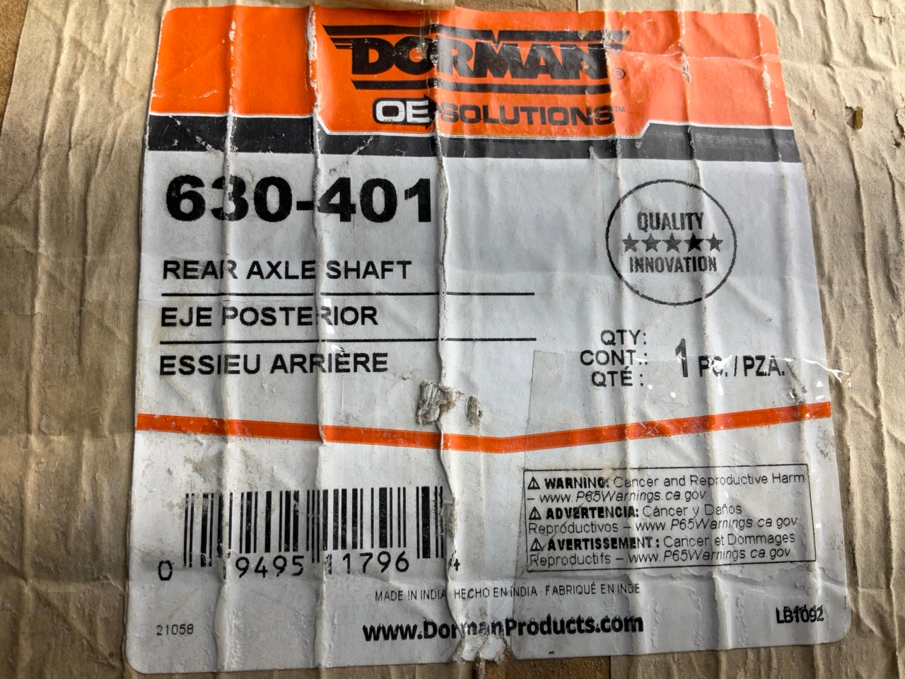 Dorman 630-401 Rear Drive Axle Shaft For 1994-2006 Dodge Ram 1500
