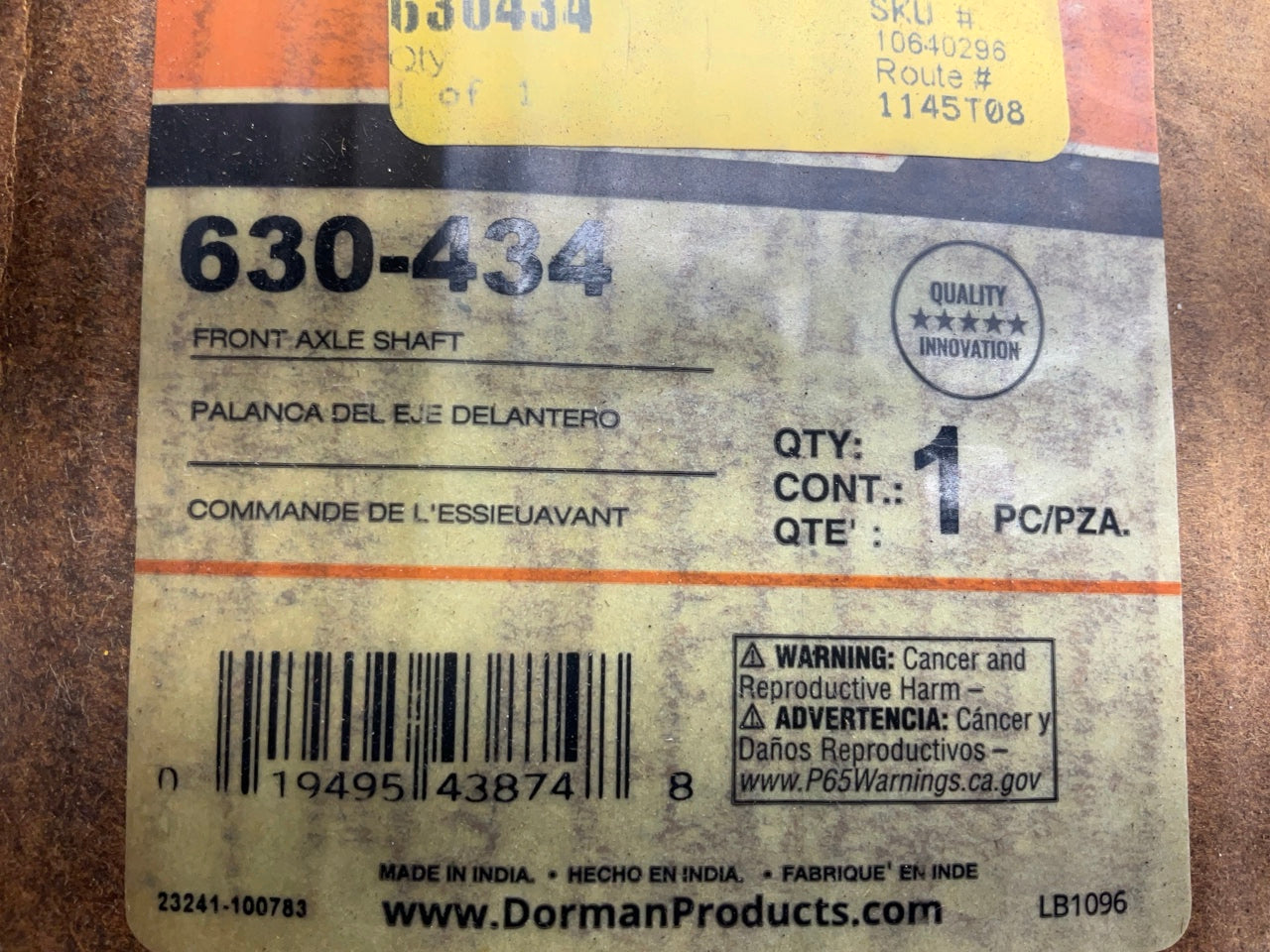 Dorman 630-434 Front Right Axle Shaft, Dana 60 Axle