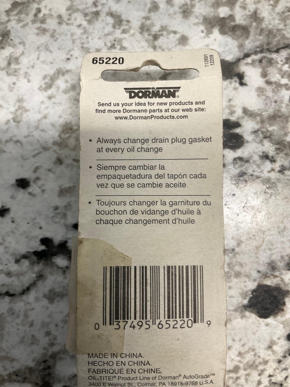 Dorman 65220 Engine Oil Drain Plug M18-1.50 Metric