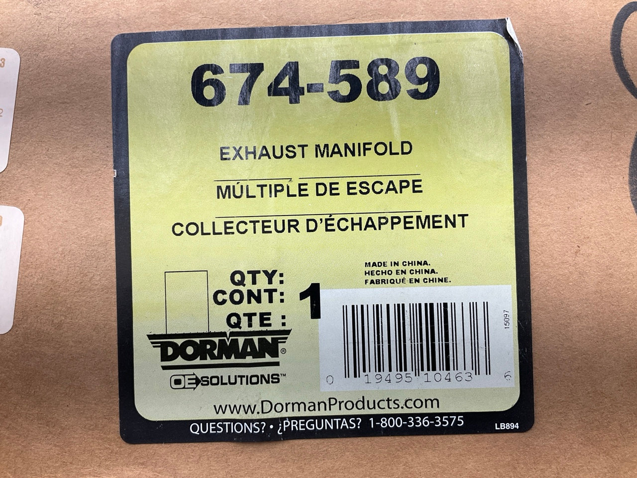 Dorman 674-598 Exhaust Manifold W/ O Hardware