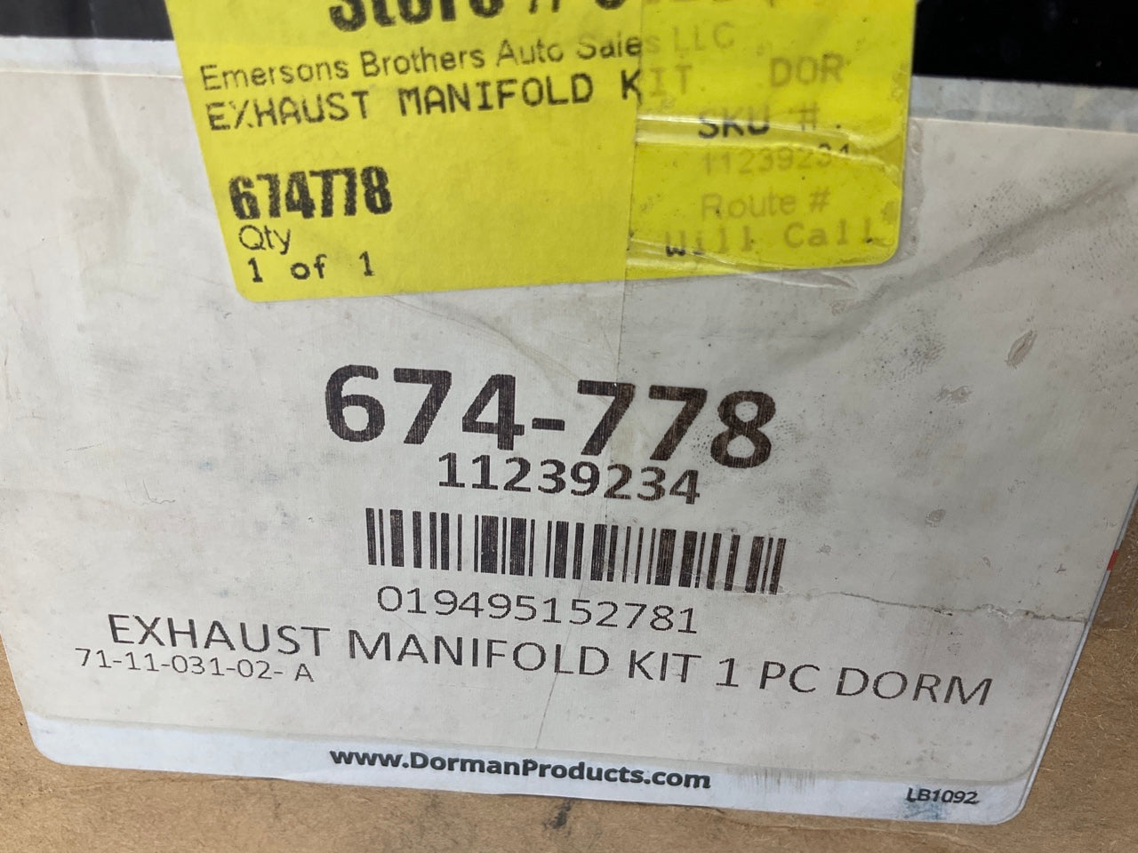 MANIFOLD ONLY - Dorman 674-778 Right Passengers Side Exhaust Manifold
