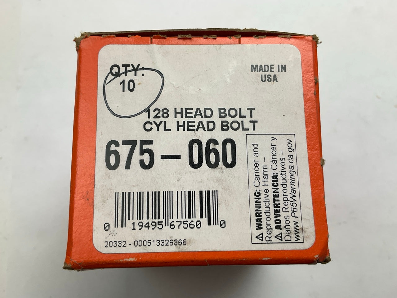(10) Dorman 675-060 STD Cylinder Head Bolt, 7/16-14 X 2.953'' Hex 11/16''