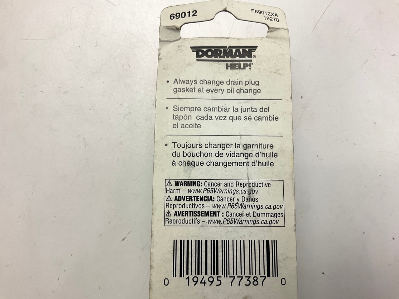 Dorman 69012 Engine Oil Drain Plug - 1/2-20, 9/16'' Hex Head
