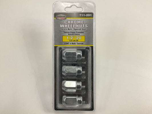 DORMAN 711-201 Wheel Lug Nuts Chrome Acorn,1/2 - 20 Thread, 4 / Pack