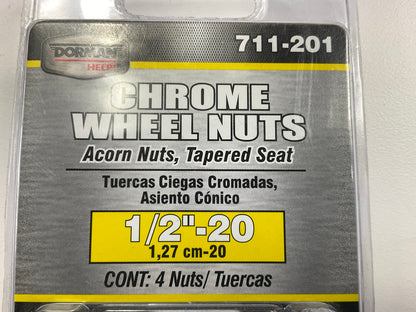 DORMAN 711-201 Wheel Lug Nuts Chrome Acorn,1/2 - 20 Thread, 4 / Pack