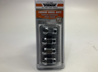 Dorman 711-605 Wheel Lug Nuts Chrome Acorn Bulge Seat M14- 1.50 - Pack Of 4