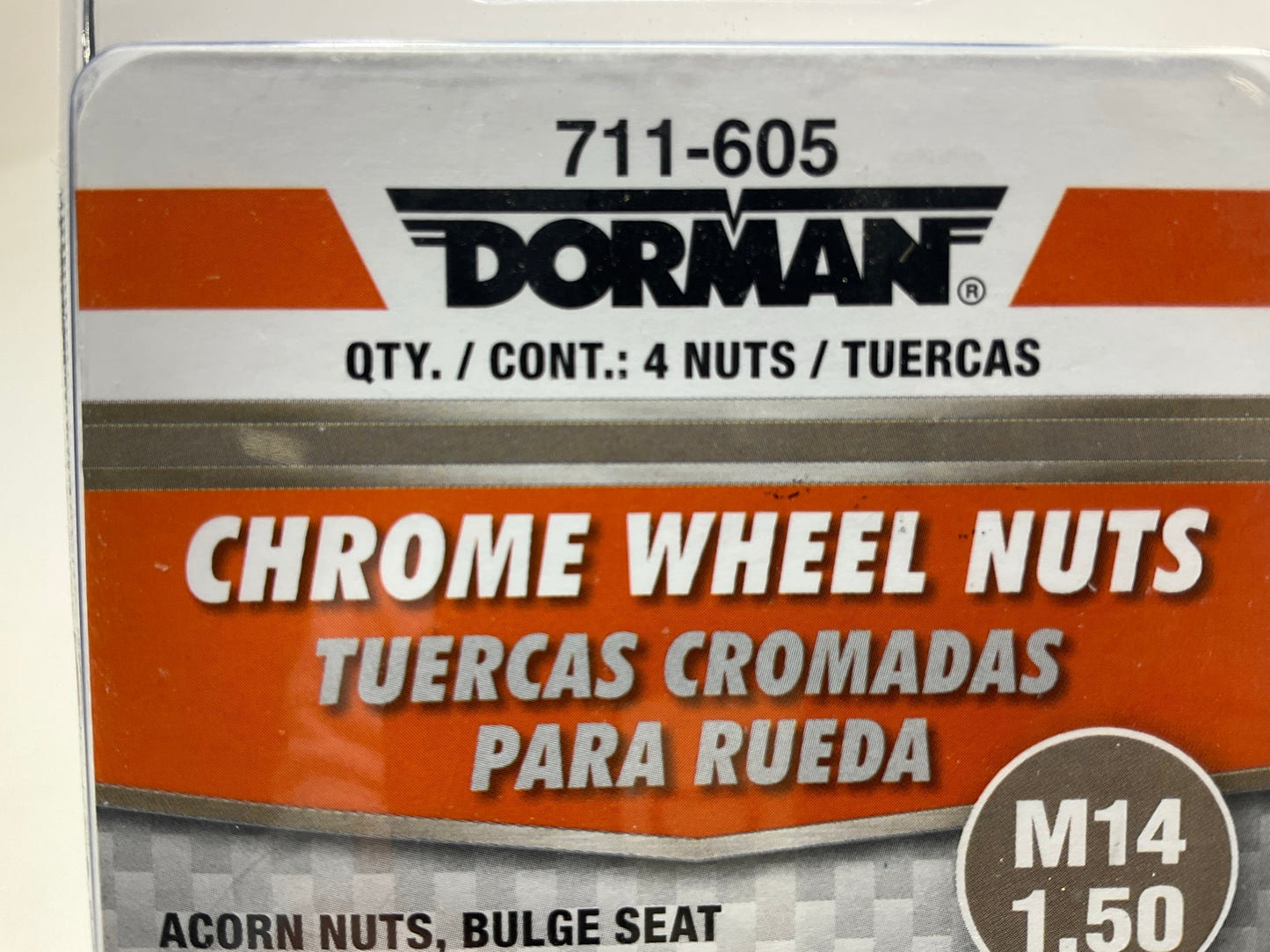 Dorman 711-605 Wheel Lug Nuts Chrome Acorn Bulge Seat M14- 1.50 - Pack Of 4