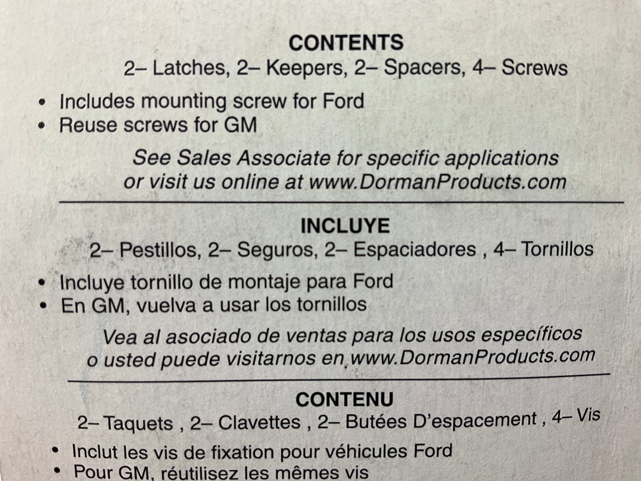 Dorman 76993 Sliding Window Latch Kit