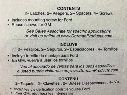 Dorman 76993 Sliding Window Latch Kit