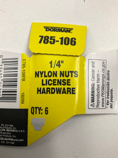 Dorman 785-106 License Plate Retainer 1/4'' Nylon Nuts - Pack Of 6