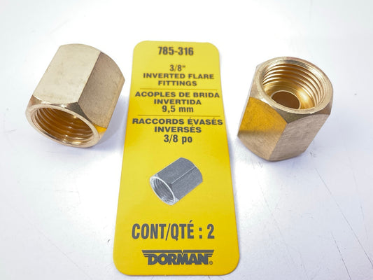 Dorman 785-316 3/8'' Inverted Flare Fittings, Pair, Brass