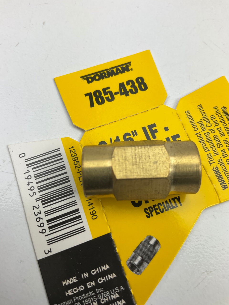 Dorman 785-438 Brake Hydraulic Line Union - Inverted Flare - 3/16 In. X M10-1.0