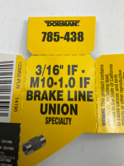 Dorman 785-438 Brake Hydraulic Line Union - Inverted Flare - 3/16 In. X M10-1.0