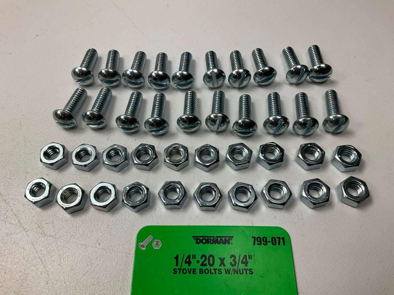Dorman 799-071 Stove Bolt With Nuts - Grade 5, 1/4-20 Thread, 20 Bolts Total